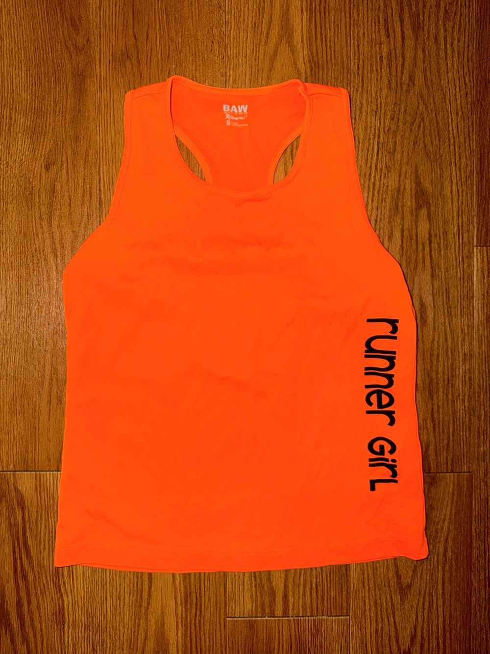 BAW Neon Orange Women's Racerback Muscle Tank - Runner Girl Print
